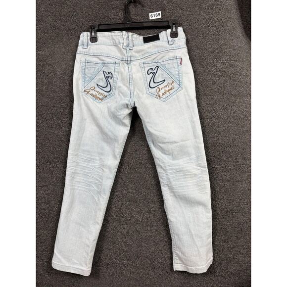 Versace Signature Jeans Womens Light Wash Straight Leg Embroidered Pockets Denim - Picture 2 of 7